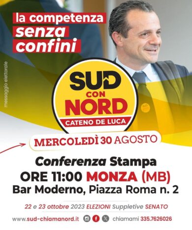 Senato, Cateno De Luca presenta la sua candidatura a Monza