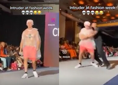 S’imbuca alla Fashion Week e sfila con la cuffia: scambiato per un modello