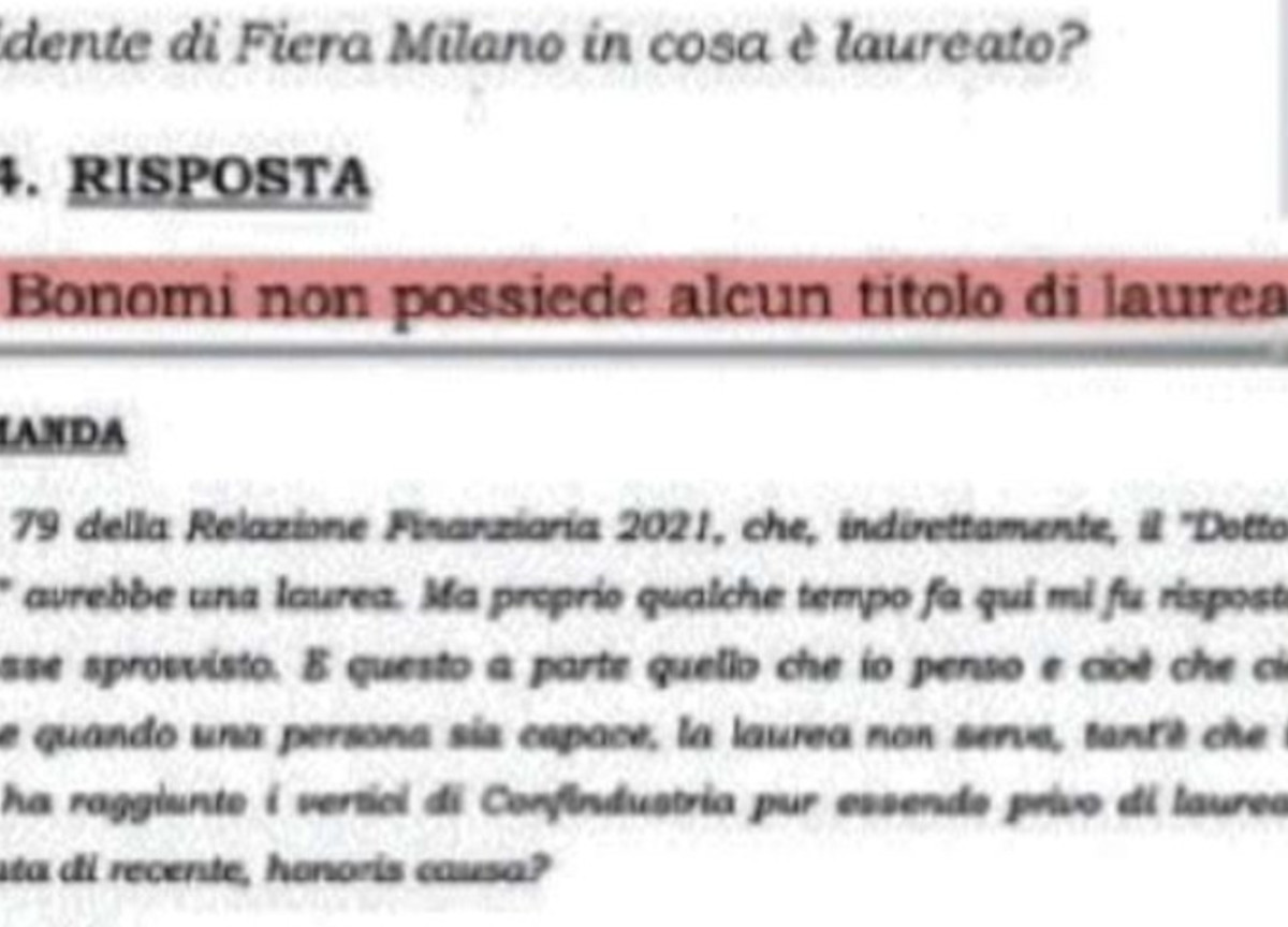 “Il Dottor Bonomi non è laureato”: sbugiardato il capo di Confindustria “Il Dottor Bonomi non è laureato”: sbugiardato il capo di Confindustria