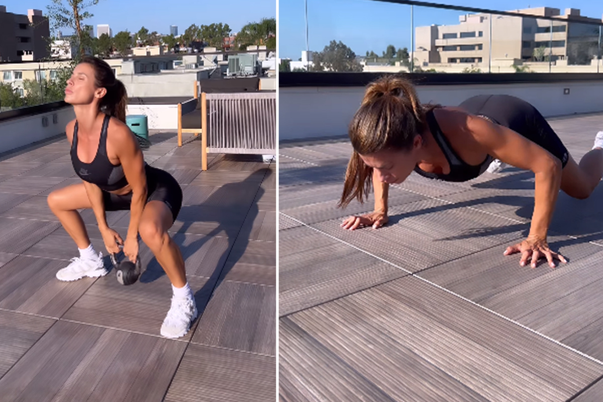 Elisabetta Canalis fitness a tutto sport e selfie bollenti in reggiseno e slip