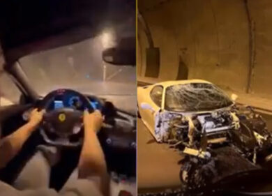 Guida una Ferrari a tutta velocità e si schianta: incidente in diretta social