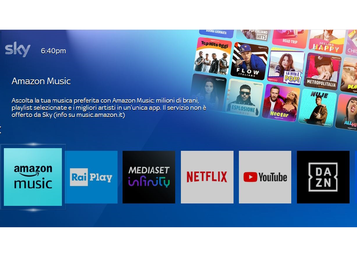 Sky, cresce il numero di app disponibili: arriva “Amazon Music” Sky, cresce il numero di app disponibili: arriva “Amazon Music”