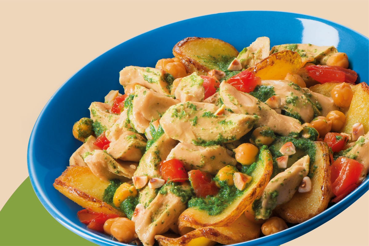 Artica Plant Based   Pollo Veg al pesto aromatico con ceci, patate e nocciole