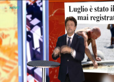 Crozza/ Giambruno – Senaldi: Pubblicità della pesca? Altro che immigrati…quello è il vero dramma