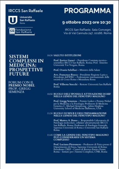 San Raffaele, un forum sulla ricerca con il premio Nobel per la medicina