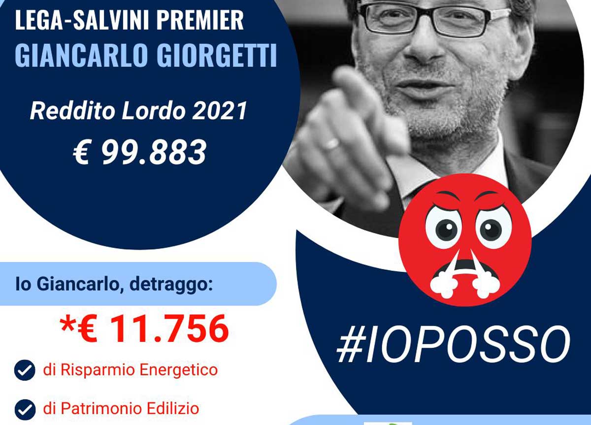 Crediti Superbonus, affondo contro il ministro Giorgetti: “Lui può detrarre”