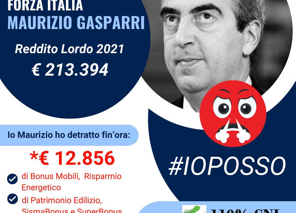 Crediti Superbonus, il meme contro Maurizio Gasparri: “Lui può detrarre”