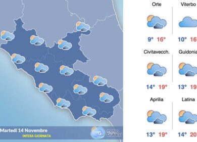 Meteo Roma 14 novembre: la giornata delle super nuvole, minima 11, massima 20