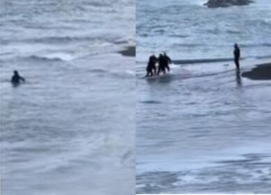 Uomo arrestato in mare: si era tuffato nell’acqua gelida per evitare la cattura