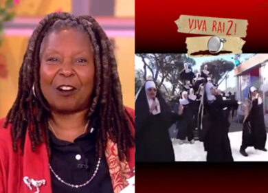 Whoopi Goldberg mostra in tv l’omaggio a Sister Act di Fiorello e Mahmood