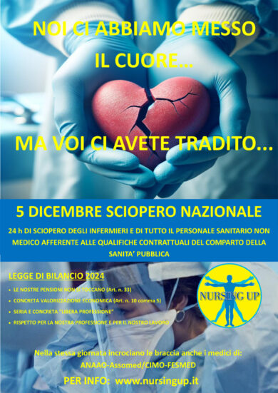Sanità, infermieri al fianco dei medici: sciopero storico il 5 dicembre
