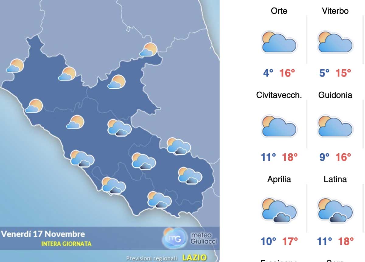 Meteo Roma 17 novembre: sole e nuvole, in arrivo una mini ondata di freddo Meteo Roma 17 novembre: sole e nuvole, in arrivo una mini ondata di freddo