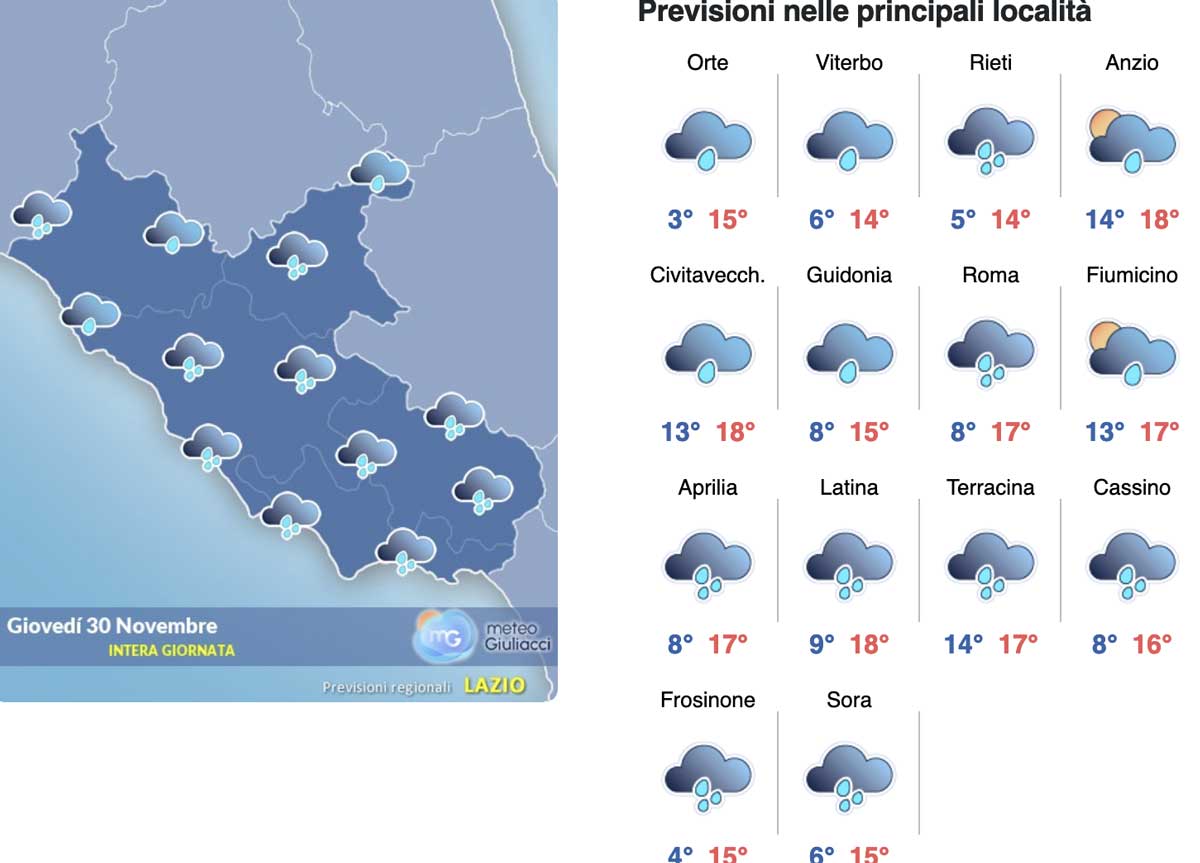Meteo Roma 30 novembre: cielo nero e pioggia, la massima schizza a 17 gradi Meteo Roma 30 novembre: cielo nero e pioggia, la massima schizza a 17 gradi