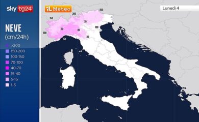 Meteo neve in pianura: a Milano e su molte città. Tanti centimetri. Mappa