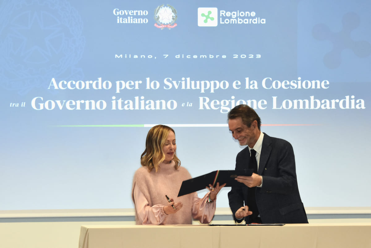 Giorgia Meloni e Attilio Fontana accordo economico importante per la Lombardia Giorgia Meloni e Attilio Fontana accordo economico importante per la Lombardia