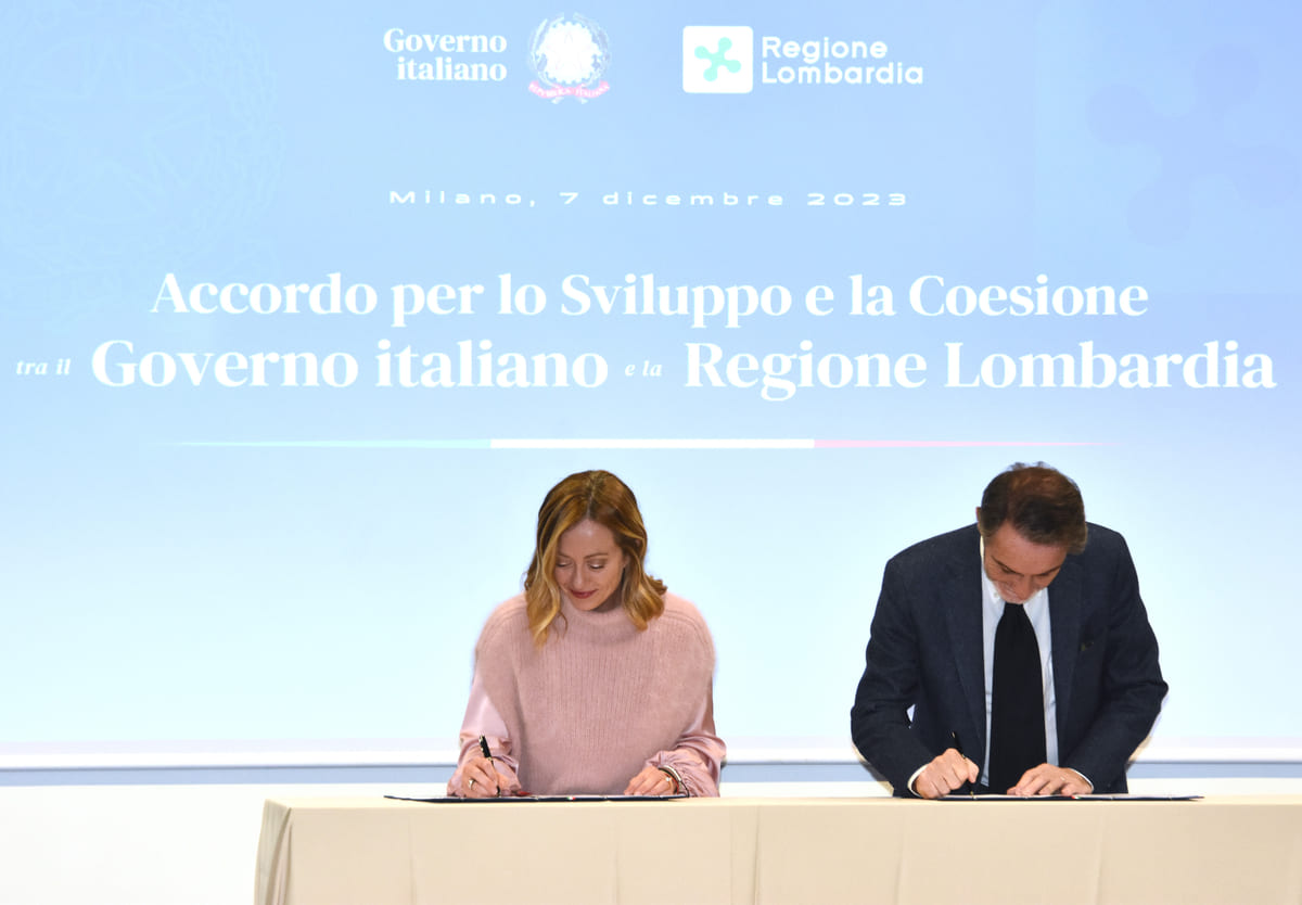Giorgia Meloni e Attilio Fontana accordo economico importante per la Lombardia Giorgia Meloni e Attilio Fontana accordo economico importante per la Lombardia