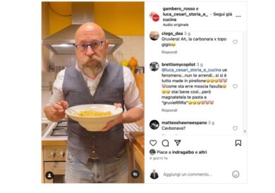 Minacce a Luca Cesari per la carbonara: “Muori”, “Sei un cazzaro”. Bufera web