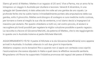 Perde la gamba per l’attacco di uno squalo: è polemica sulla raccolta fondi