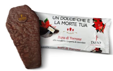 Taffo lancia per Natale la bara di torrone: “Un dolce che è la morte tua”