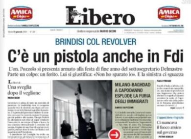 Libero scarica Pozzolo: “Un pistola in FdI”. Prima sveglia del 2024 per Meloni