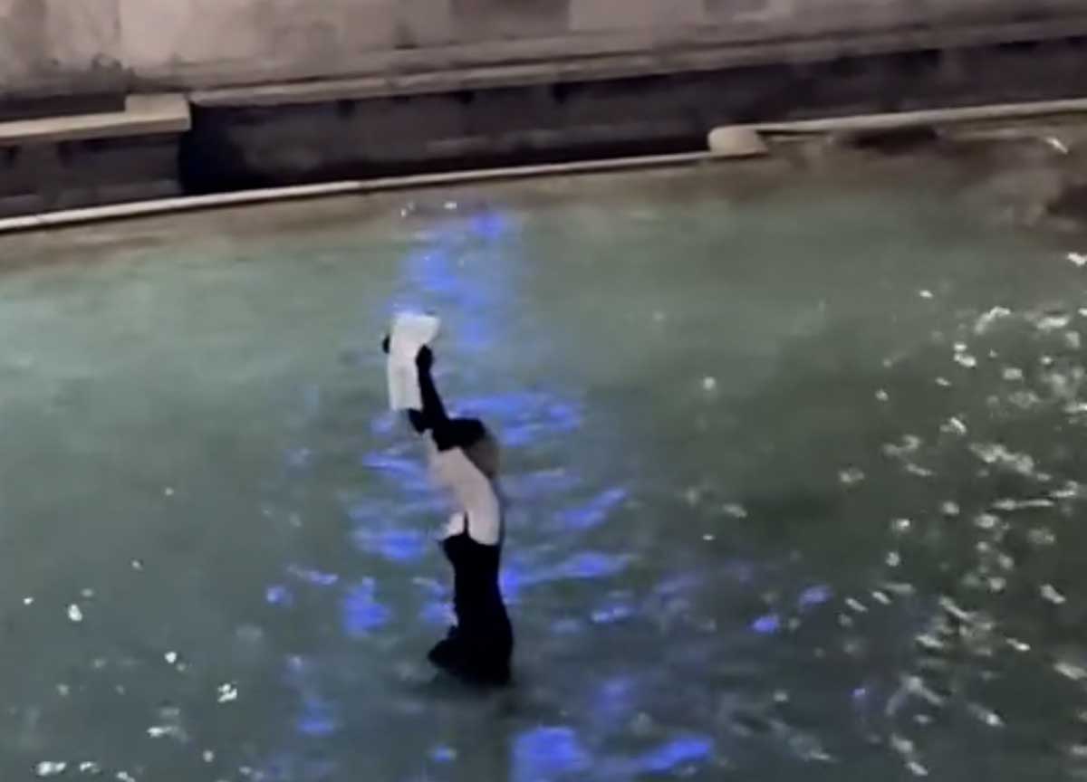 Fontana di Trevi, il tuffo Dolce Vita tra i cori della prima spostata del 2024