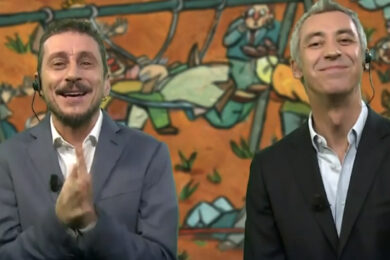 Luca e Paolo recitano la poesia di Gasparri dedicata a José Mourinho