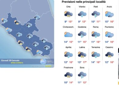 Meteo Roma 18 gennaio: tre giorni di instabilità poi la città andrà sottozero