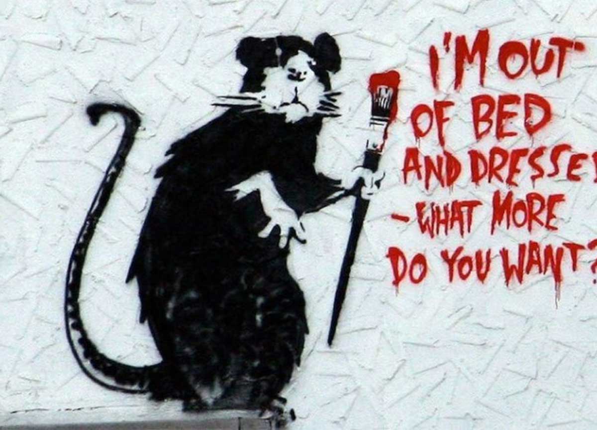 Bansky, re della street art: chi è veramente. Svelato il mistero in musica Bansky, re della street art: chi è veramente. Svelato il mistero in musica