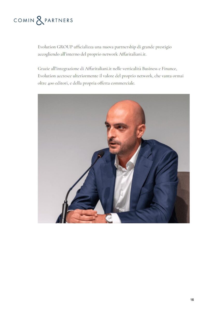 Affaritaliani.it con Evolution GROUP. La notizia su media, giornali, agenzie