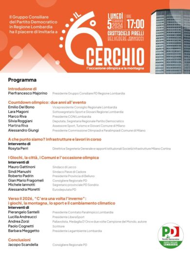 Milano, “Il sesto cerchio: l’occasione olimpica e la montagna”