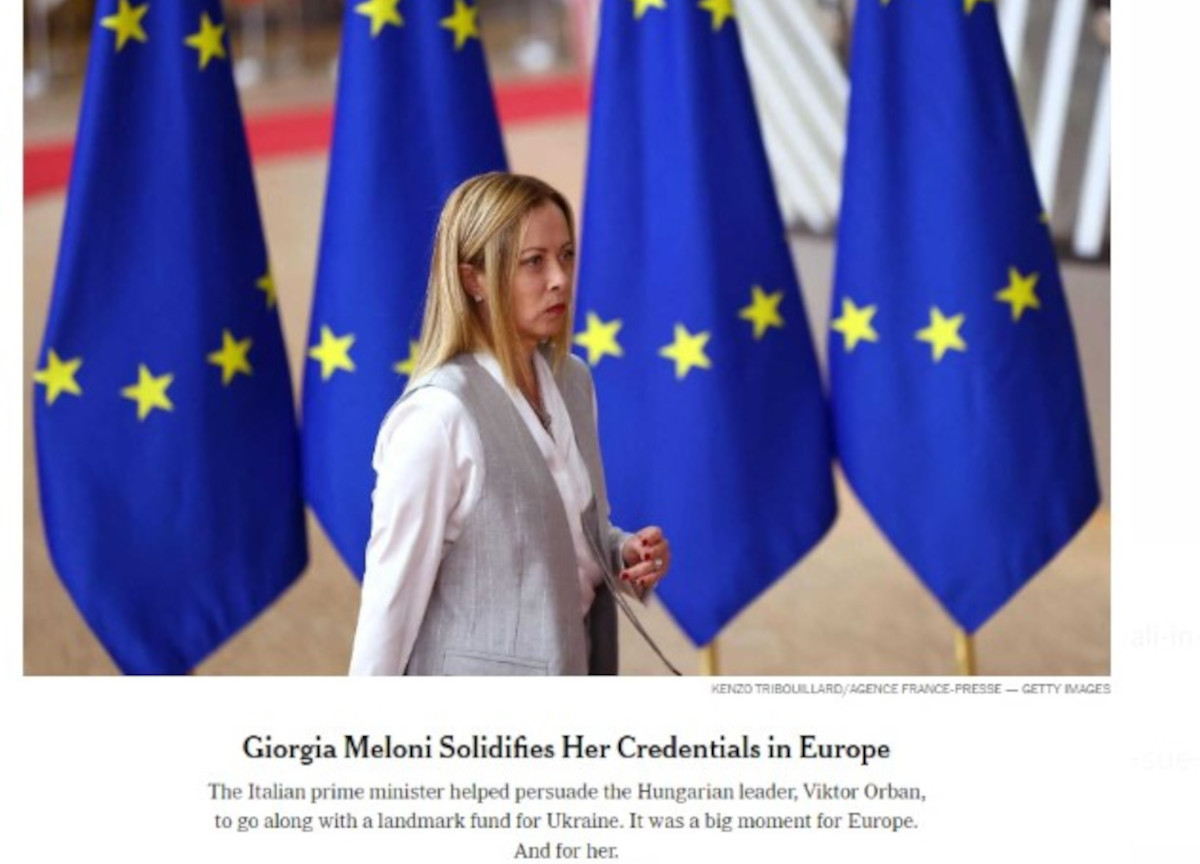 Il Nyt esalta Meloni: “Figura fondamentale in Ue, lei la mediatrice con Orban” Il Nyt esalta Meloni: “Figura fondamentale in Ue, lei la mediatrice con Orban”