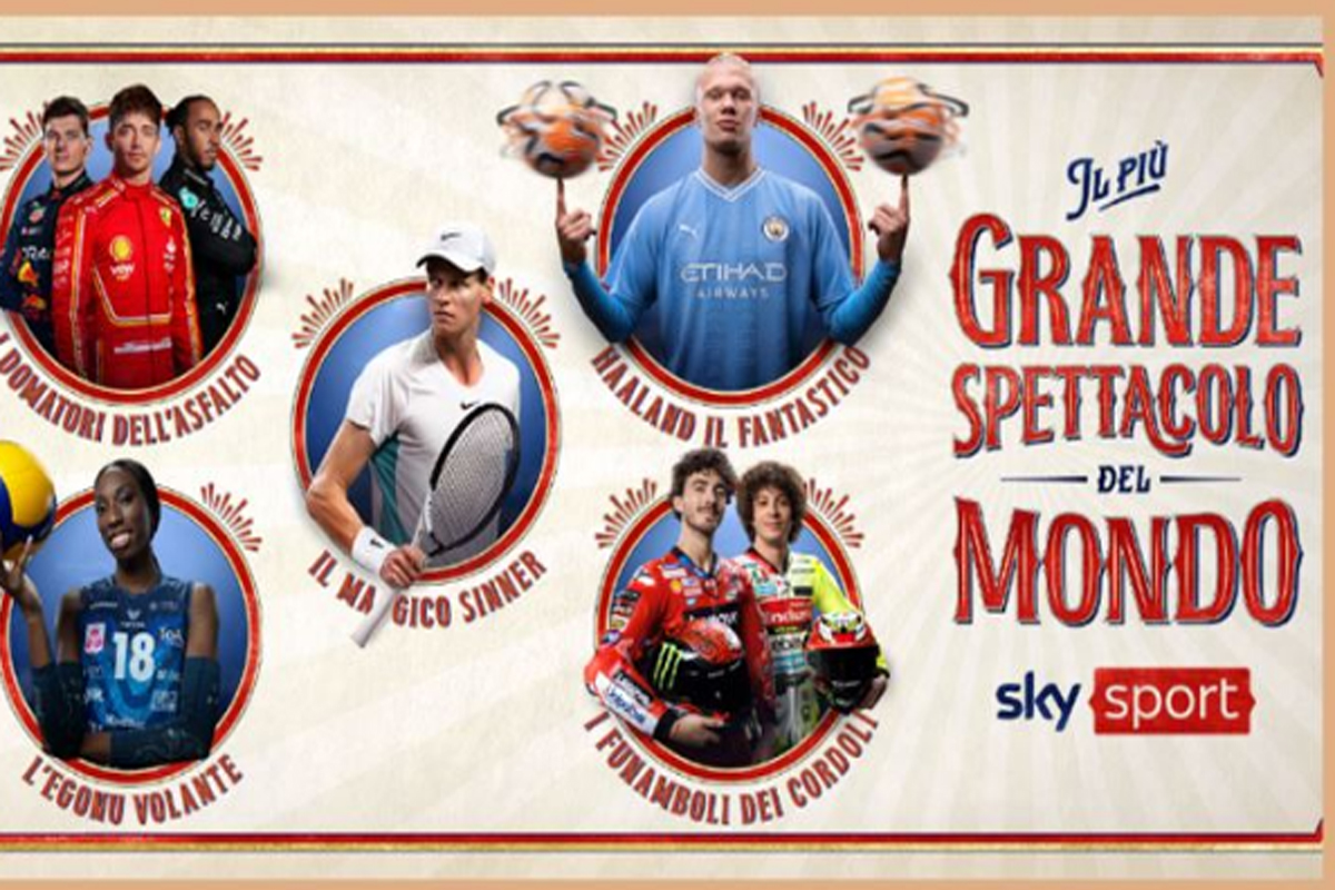 Sinner, Leclerc, Egonu e Guido Meda che…. Sky Sport, campagna adv stellare Sinner, Leclerc, Egonu e Guido Meda che…. Sky Sport, campagna adv stellare