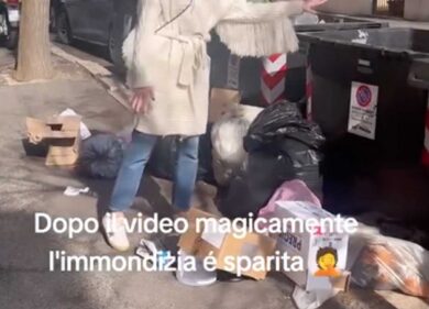 Elena Santarelli fa svuotare i cassonetti sotto casa a colpi di video social