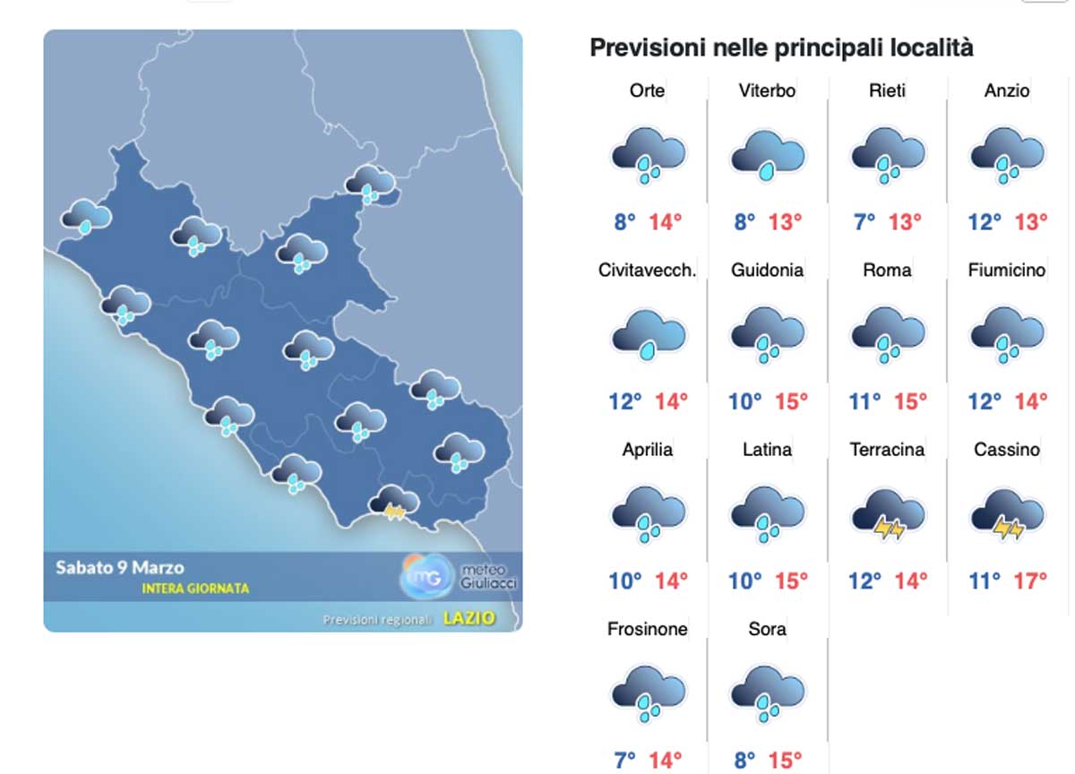 Il meteo del 9 marzo: fine settimana classico di marzo tra schiarite e piogge Il meteo del 9 marzo: fine settimana classico di marzo tra schiarite e piogge