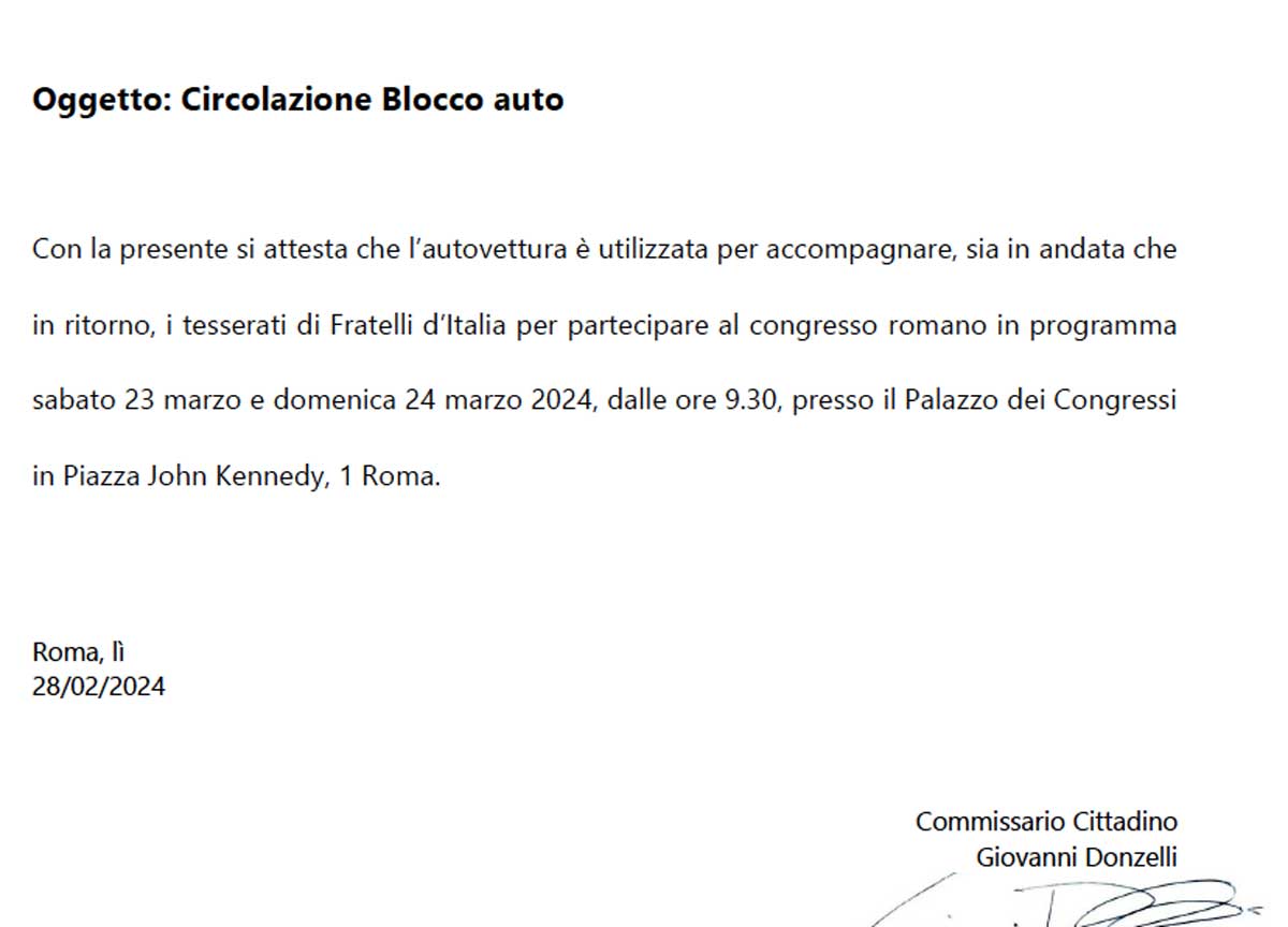 Deroga FdI per la domenica eco, De Santis, M5S: “Complimenti per il civismo” Deroga FdI per la domenica eco, De Santis, M5S: “Complimenti per il civismo”