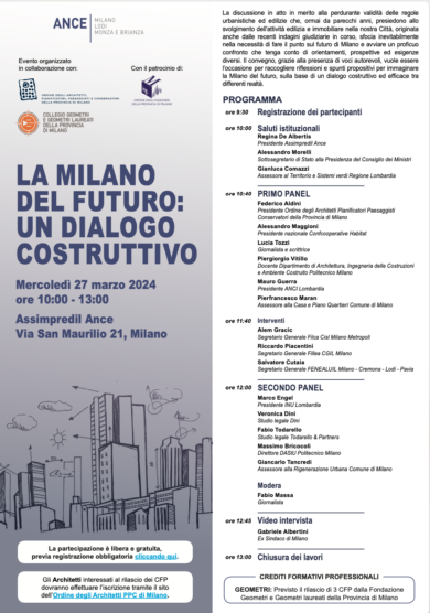 Con Assimpredil “La Milano del futuro: un dialogo costruttivo”