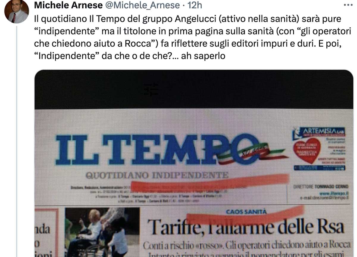 The Hollywood Reporter 5 giorni di sciopero. E Arnese ironizza su Il Tempo