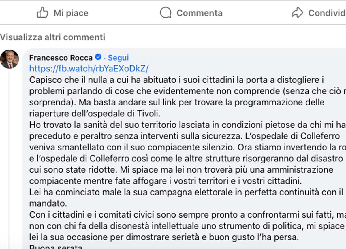 Rocca, rissa con il sindaco di Colleferro sulla Sanità: botta e risposta choc Rocca, rissa con il sindaco di Colleferro sulla Sanità: botta e risposta choc