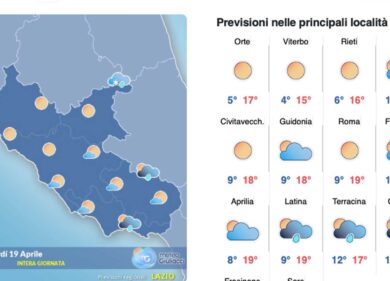 Il meteo del 19 aprile: cielo sereno o poco nuvoloso, crollano le temperature