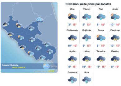 Il meteo del 20 aprile: cielo nuvoloso che porterà a un weekend di sole