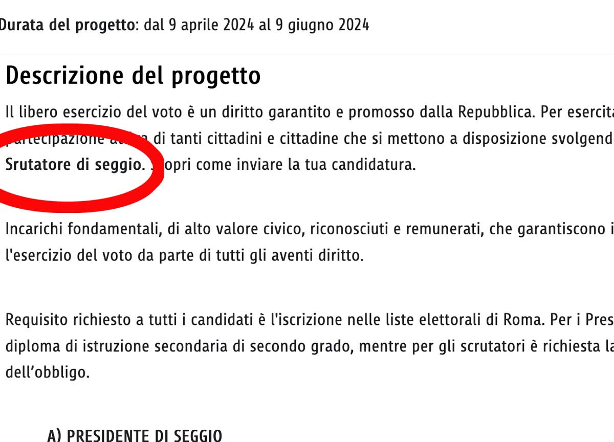 Elezioni Europee: il Comune di Roma cerca “Srutatori”. La super gaffe sul web Elezioni Europee: il Comune di Roma cerca “Srutatori”. La super gaffe sul web