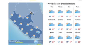Previsioni meteo del 30 aprile: ancora nuvole ma temperature in risalita