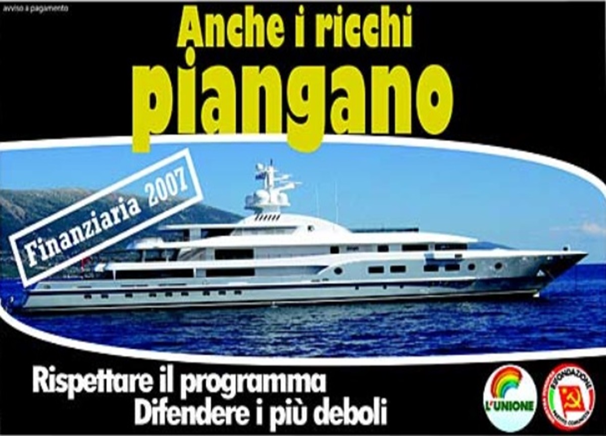 Patrimoniale, come nacque la storica campagna “anche i ricchi piangano” Patrimoniale, come nacque la storica campagna “anche i ricchi piangano”