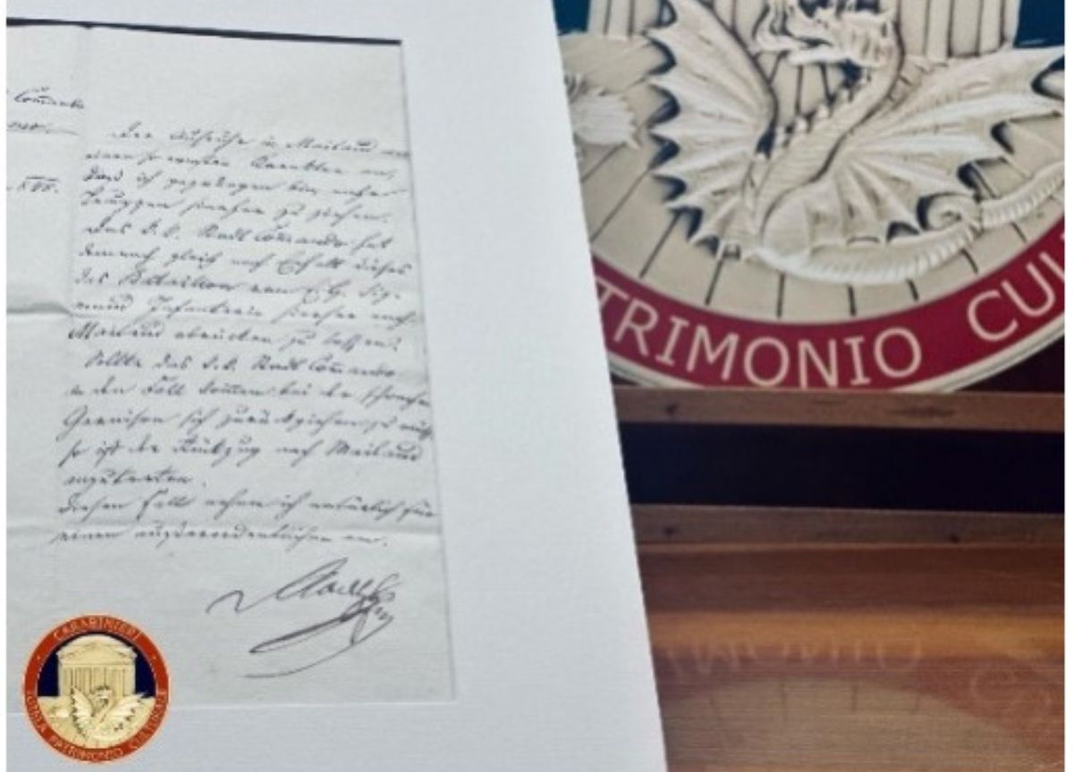Carabinieri restituiscono la lettera di Radetzky all’Archivio di Bergamo. FOTO