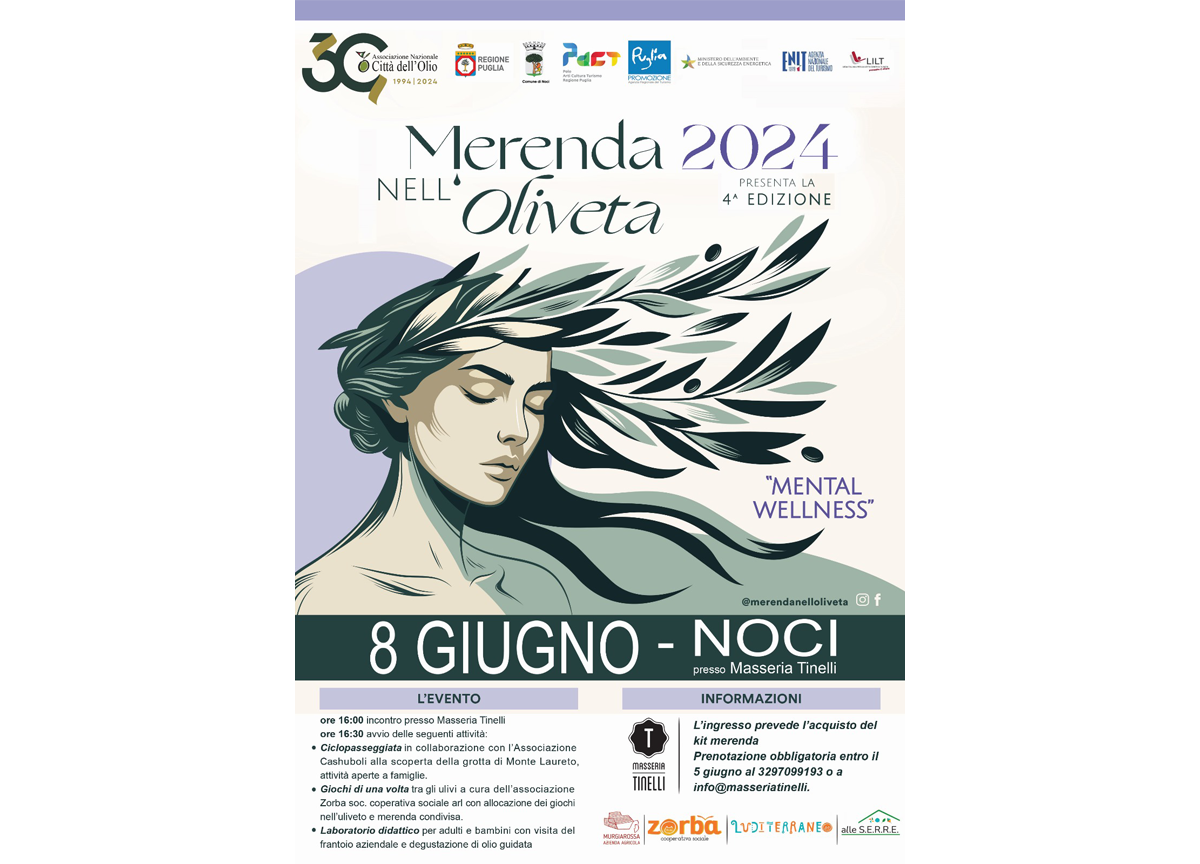 Comune di Noci ospiterà la 15esima tappa di “Merenda nell’Oliveta” Comune di Noci ospiterà la 15esima tappa di “Merenda nell’Oliveta”