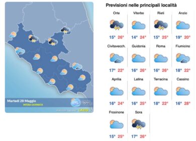 Il meteo del 28 maggio: cielo coperto ma in arrivo nuvoloni e piogge forti