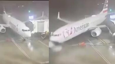 Boeing strappato dal gate dalle fortissime raffiche di vento: paura a bordo