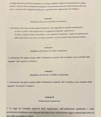 Separazione carriere, via libera alla riforma: su Affari il testo integrale