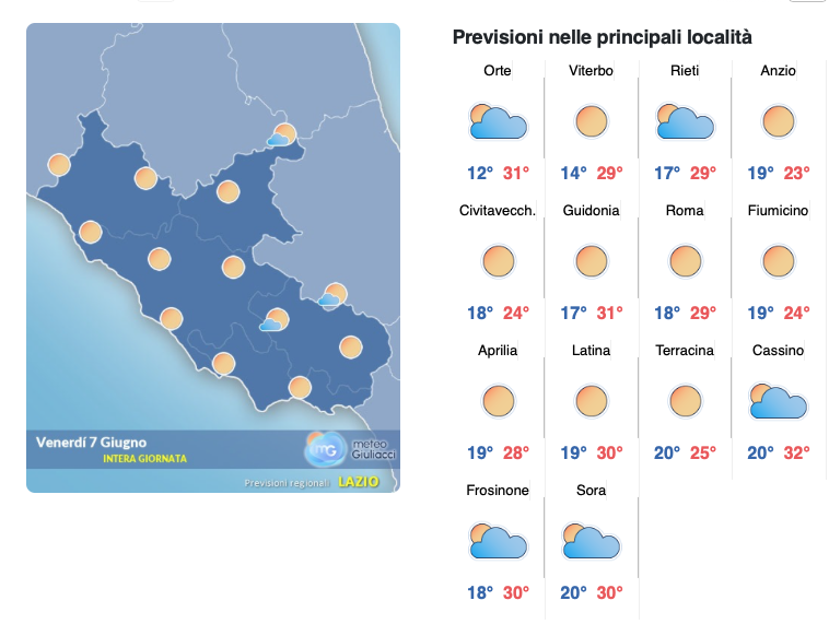 Il meteo del 7 giugno, Scipione l’Africano infiamma la Capitale: sole e caldo Il meteo del 7 giugno, Scipione l’Africano infiamma la Capitale: sole e caldo