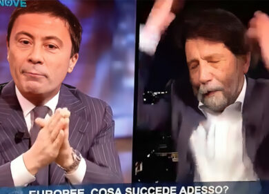 Europee, scontro Cacciari-Bocchino. Il prof: “Vaffanculo”. E lascia la diretta